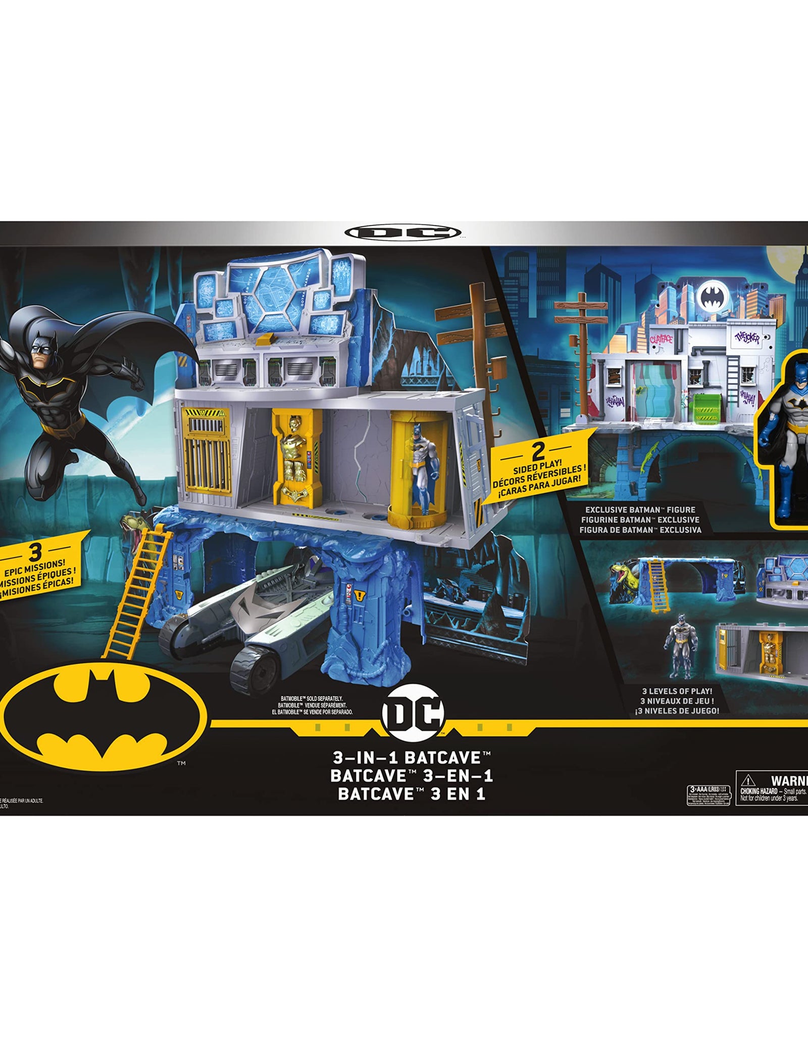 DC Comics Batman 3-in-1 Batcave Playset with Exclusive 4-inch Batman Action Figure and Battle Armor