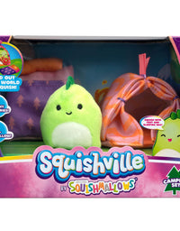 Squishville by Squishmallows Mini Plush Room Accessory Set, Camping, 2” Danny Soft Mini-Squishmallow and 2 Plush Accessories, Marshmallow-Soft Animals, Camping Toys
