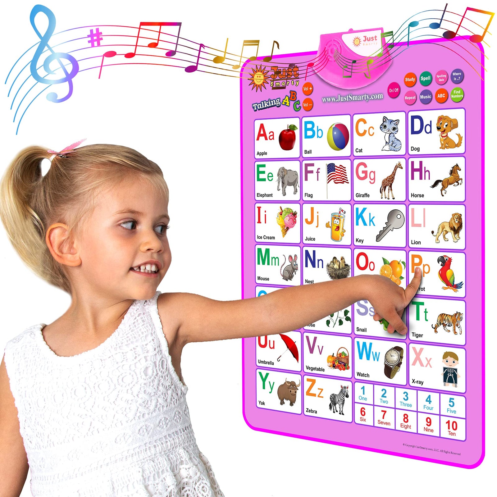Just Smarty Interactive Abcs and 123s Learning Poster, Blue