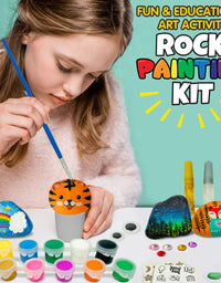 JOYEZA Deluxe Rock Painting Kit, Arts and Crafts for Girls Boys Age 6+ , 12 Rocks, Best Tween Gift Art Set, Waterproof Paints, All-inclusive Craft Kits Art Supplies, Kids Activities Age 4 5 6 7 8 9 10
