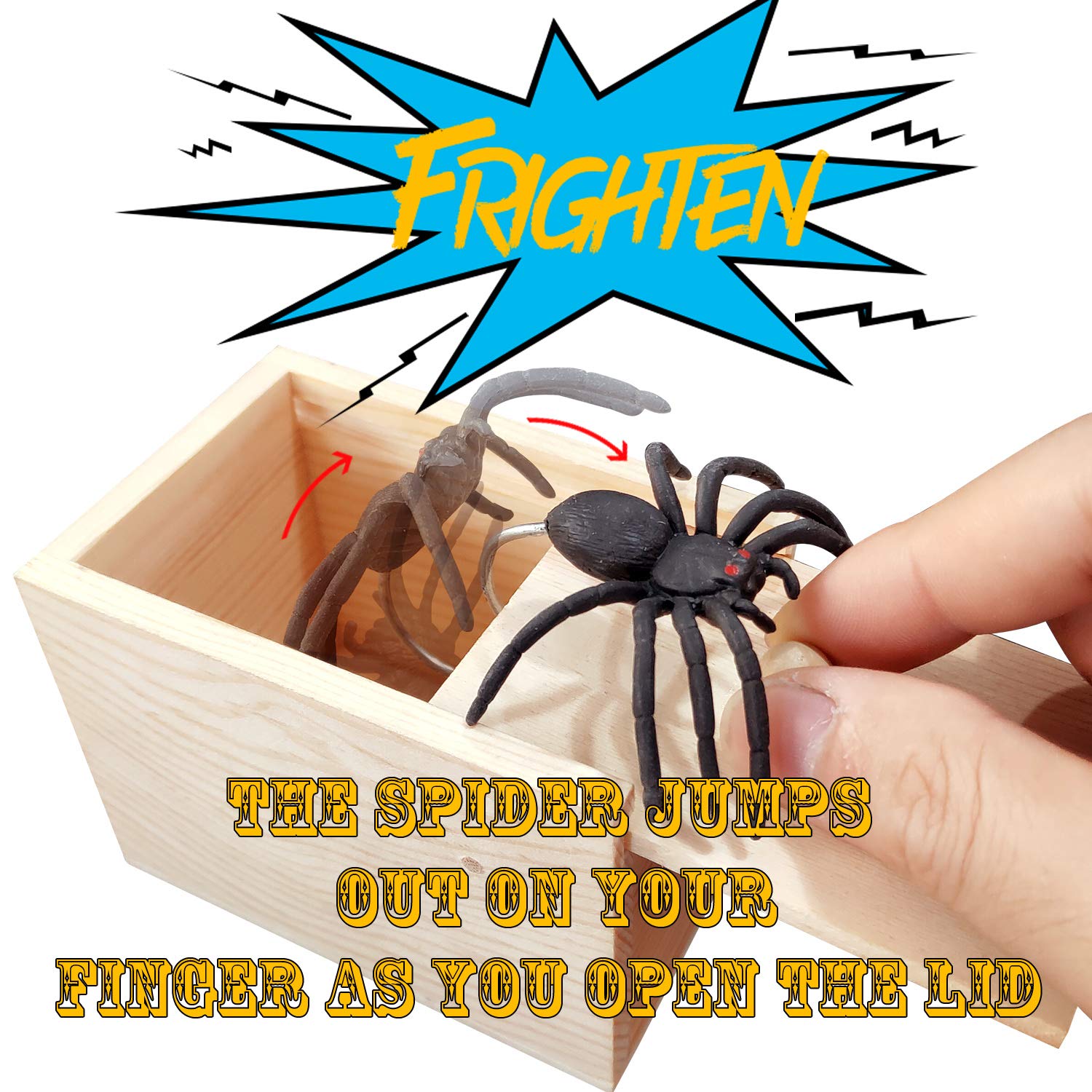 PARNIXS Rubber Spider Prank Box，Handcrafted Wooden Surprise Box Prank, Spider Money Surprise Box Fun Practical Surprise Joke Boxes