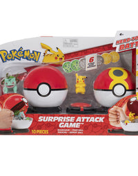Pokemon Surprise Attack Game, Featuring Pikachu and Bulbasaur - 2 Surprise Attack Balls - 6 Attack Disks - Toys for Kids and Pokémon Fans
