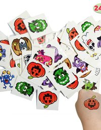 168 Pcs 24 Pack Assorted Halloween Art and Craft Stationery Kids Gift Set Trick or Treat Party Favor Toy Including Halloween Bag, Notepads, Stamps, Pencils, Stickers and Temporary Tattoos
