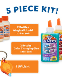 Elmer's Color Changing Slime Kit | Slime Supplies Include Elmer's Color Changing Glue, Elmer's Magical Liquid Slime Activator, UV Light, 5 Piece Kit
