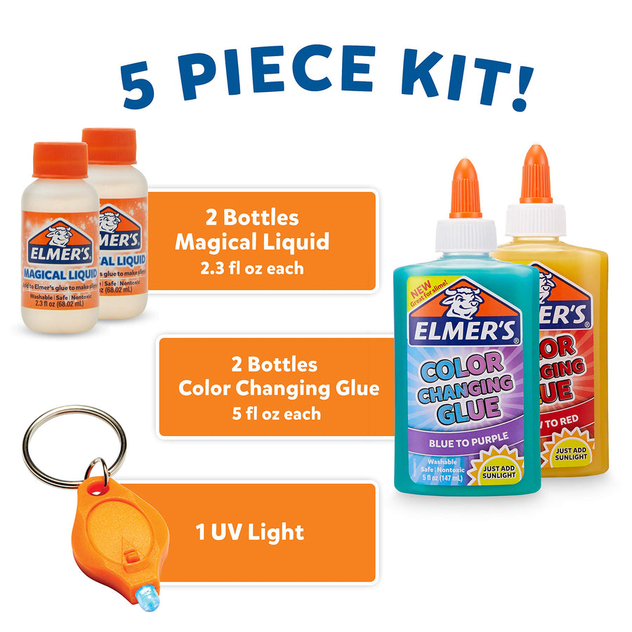 Elmer's Color Changing Slime Kit | Slime Supplies Include Elmer's Color Changing Glue, Elmer's Magical Liquid Slime Activator, UV Light, 5 Piece Kit