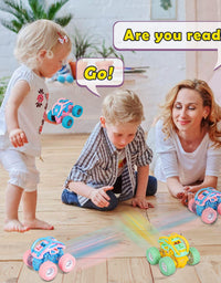 LODBY Cute Push & Go Double-Directions Vehicles Sets for Toddlers Gifts, 3 Pack
