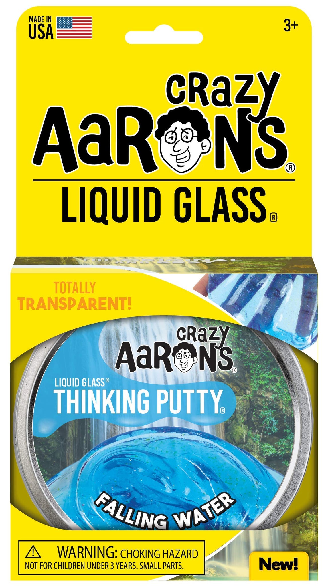 Crazy Aaron's Transparent Thinking Putty - 4" Falling Water Liquid Glass See Through Putty Tin - 90 Grams, Never Dries Out