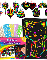 ZMLM Scratch Paper Art-Craft Christmas Girl: Rainbow Scratch Magic Drawing Set Paper Pad Board Supply Kit Girl Project Activity for 3-12 Age Kid Game Toy Holiday|Party |Birthday|Children's Day Gift
