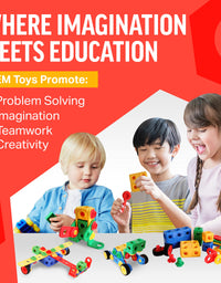 Brickyard Building Blocks STEM Toys & Activities - Educational Building Toys for Kids Ages 4-8 w/ 163 Pieces, Kid-Friendly Tools, Design Guide and Toy Storage Box
