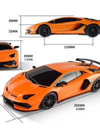 BEZGAR Remote Control Car Licensed RC Series, 1:24 Scale Remote Control Lambor Aventador SVJ Electric Sport Racing Hobby Toy Car Model Vehicle for Boys,Girls,Teens and Adults Gift (Orange)
