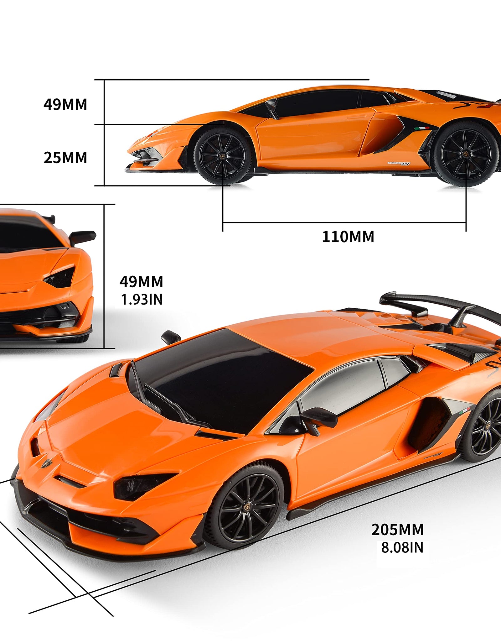 BEZGAR Remote Control Car Licensed RC Series, 1:24 Scale Remote Control Lambor Aventador SVJ Electric Sport Racing Hobby Toy Car Model Vehicle for Boys,Girls,Teens and Adults Gift (Orange)