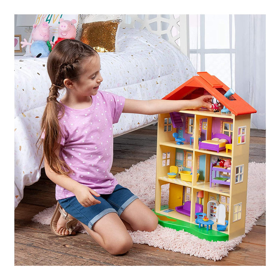 Peppa Pig 22-Inch Family Home Interactive Feature Playset with Peppa Pig, George, Zoe Zebra, 13 Accessories, 7 Rooms, Lights, Sounds, and Phrases