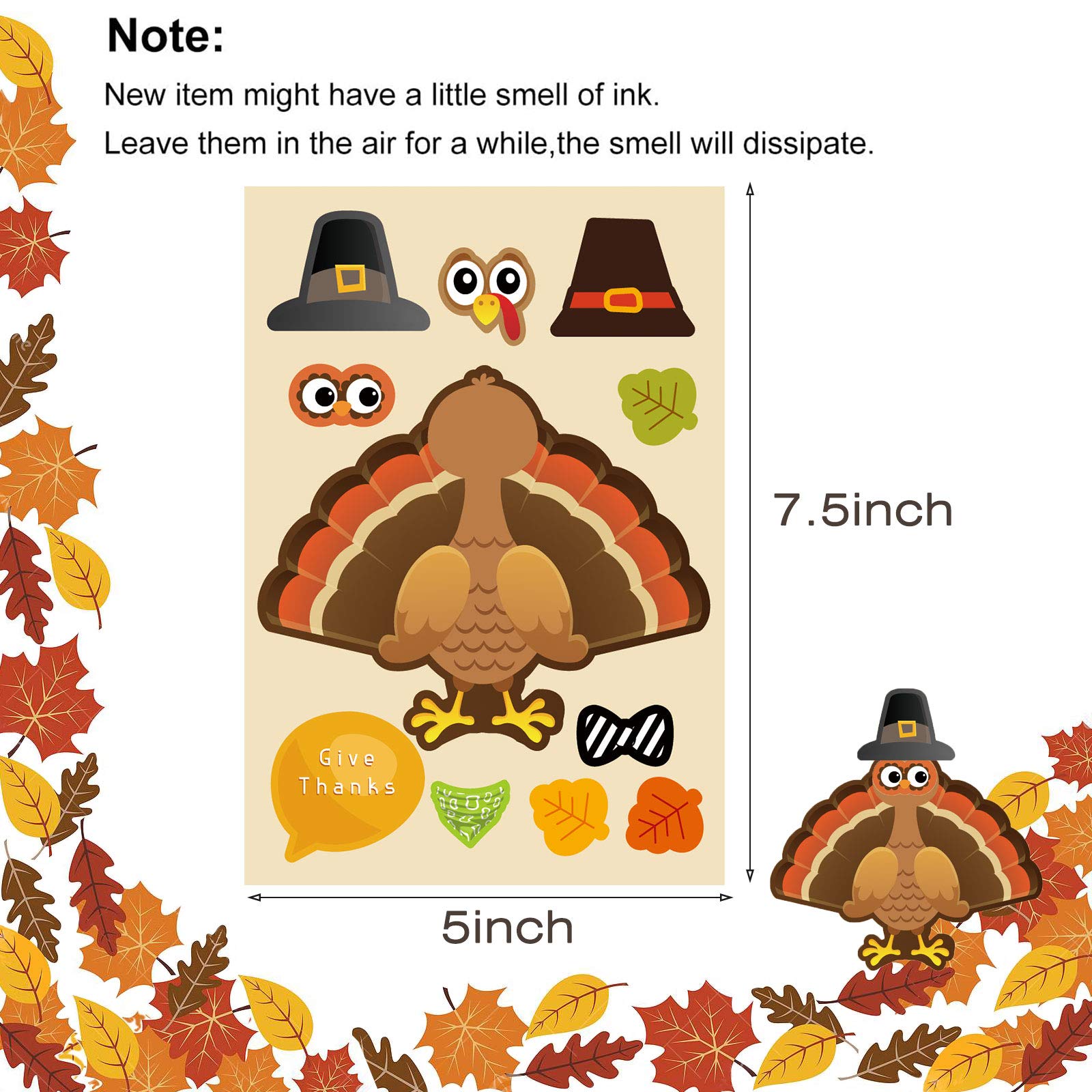 Make-A-Turkey Stickers Thanksgiving Party Favors Supplies 368pcs-DIY Stickers for Kids Turkey Games Crafts Stickers Autumn Fall Harvest Halloween Thanksgiving Decorations 32 Sheets