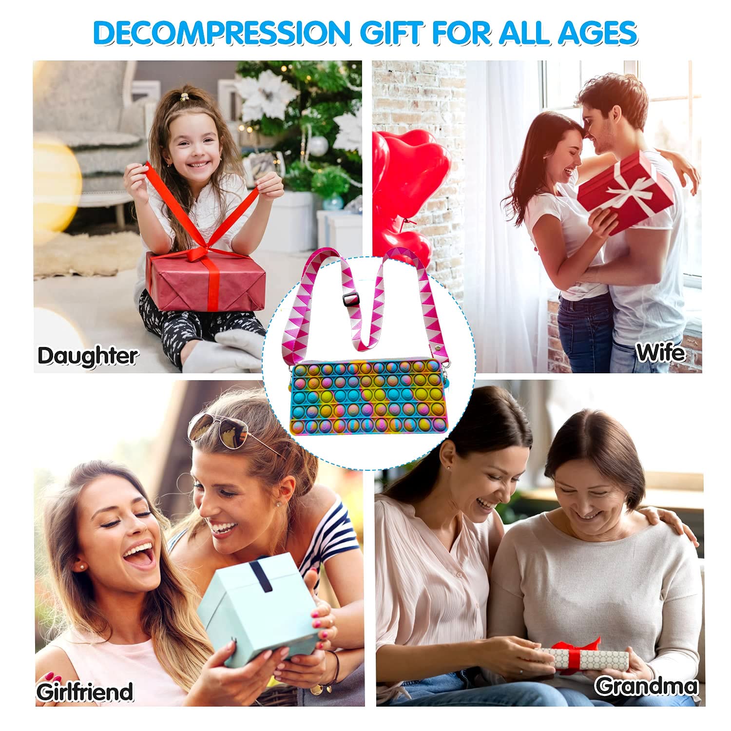 umogy Pop Purse for Girls Women, pop Bag Sensory Pop Fidget Toy Crossbody Body Handbags, Crossbody Small Purse Sensory Toys