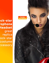 Skeleteen Rockstar Costume Accessories Headset - Fake Rock Star MJ Singer Microphone and Headphones Costume Accessory Prop

