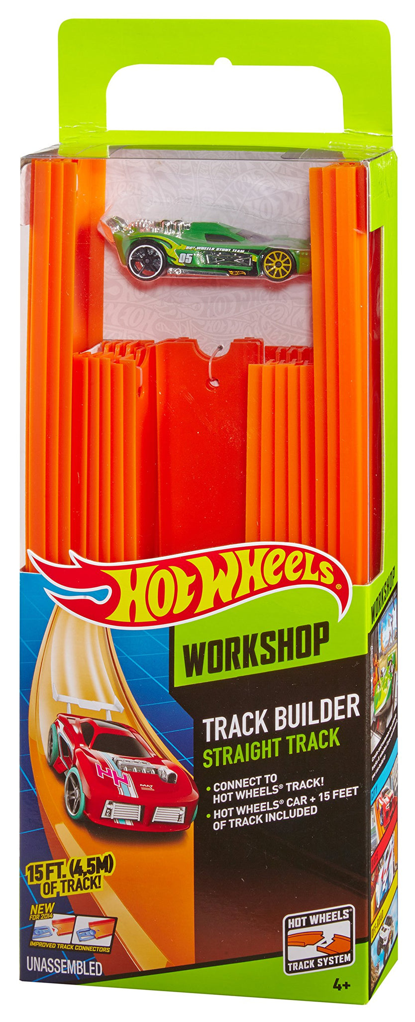 Hot Wheels Track Builder Straight Track with Car 15 Feet [Styles May Vary]