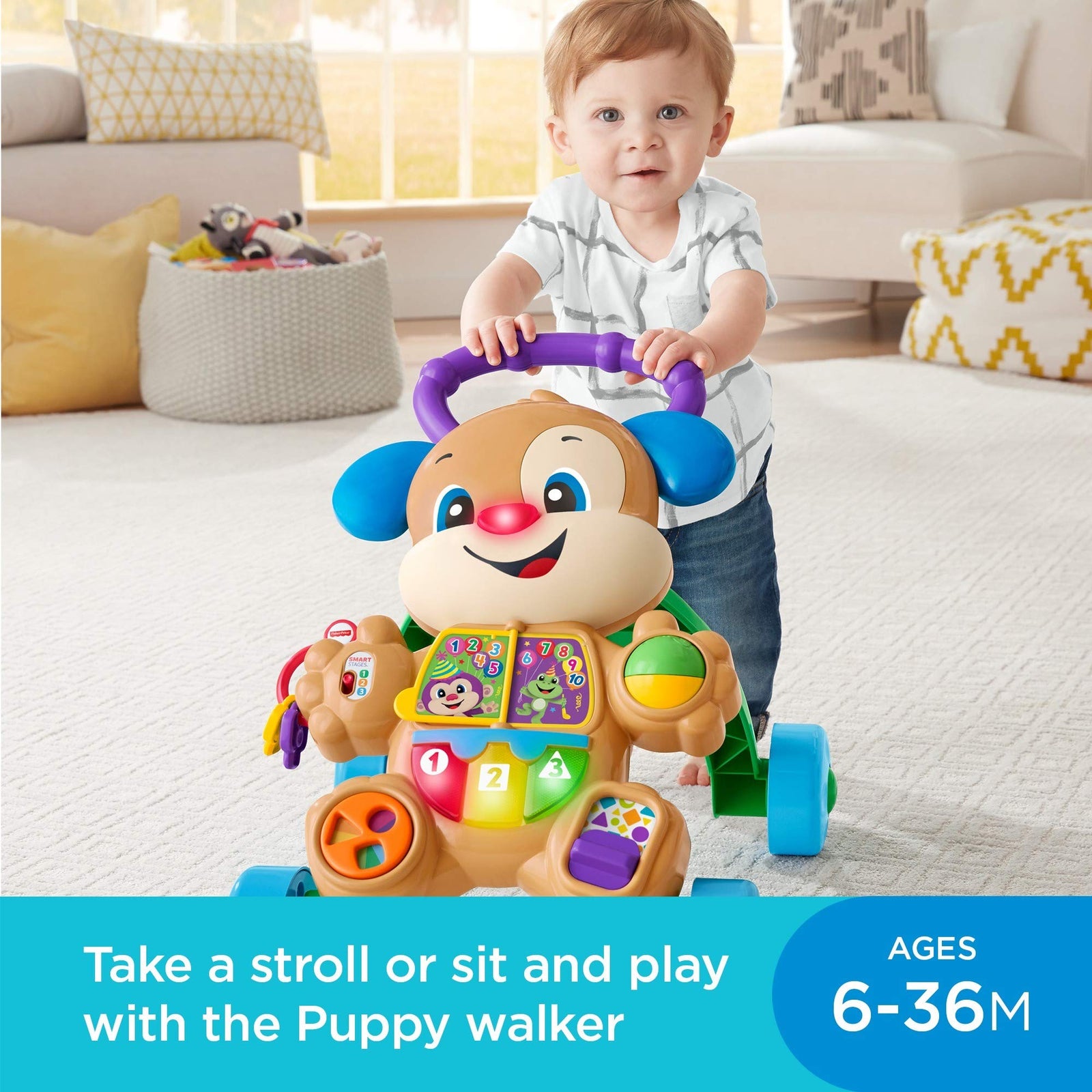 Fisher-Price Laugh & Learn Smart Stages Learn with Puppy Walker, Musical Walking Toy for Infants and Toddlers Ages 6 to 36 Months