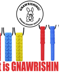 Chew Necklace by GNAWRISHING - 6-Pack - Perfect for Autistic, ADHD, SPD, Oral Motor Children, Kids, Boys, and Girls (Tough, Long-Lasting)
