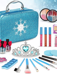 PERRYHOME Kids Makeup Kit for Girl, 24 Pcs Washable Makeup Kit Real Cosmetic Toy with Bag, Safe & Non-Toxic Frozen Makeup Set for Princess, Toddler Makeup Set Kids Toys for 3-12 Years Old Girls Gift
