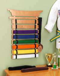 KidKraft Martial Arts Wooden Belt Holder Hanging Display for 8 Belts (Unpersonalized) 24.5 Inch
