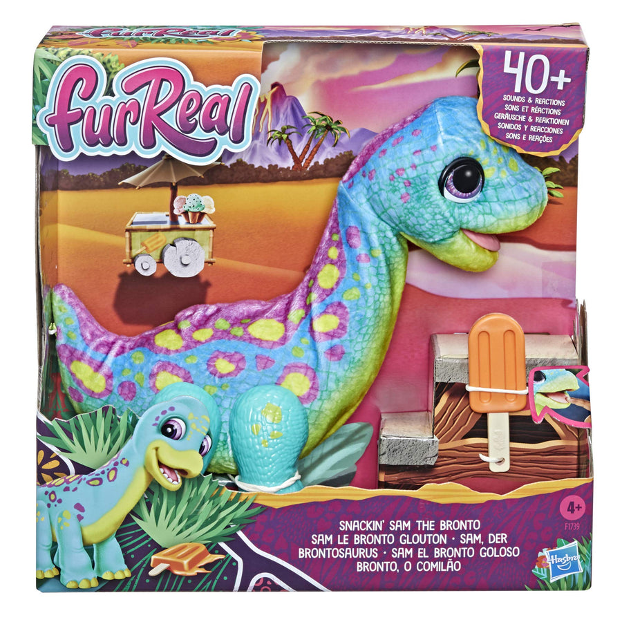 FurReal Snackin’ Sam The Bronto Interactive Animatronic Plush Toy, 40+ Sounds and Reactions, Ages 4 and up
