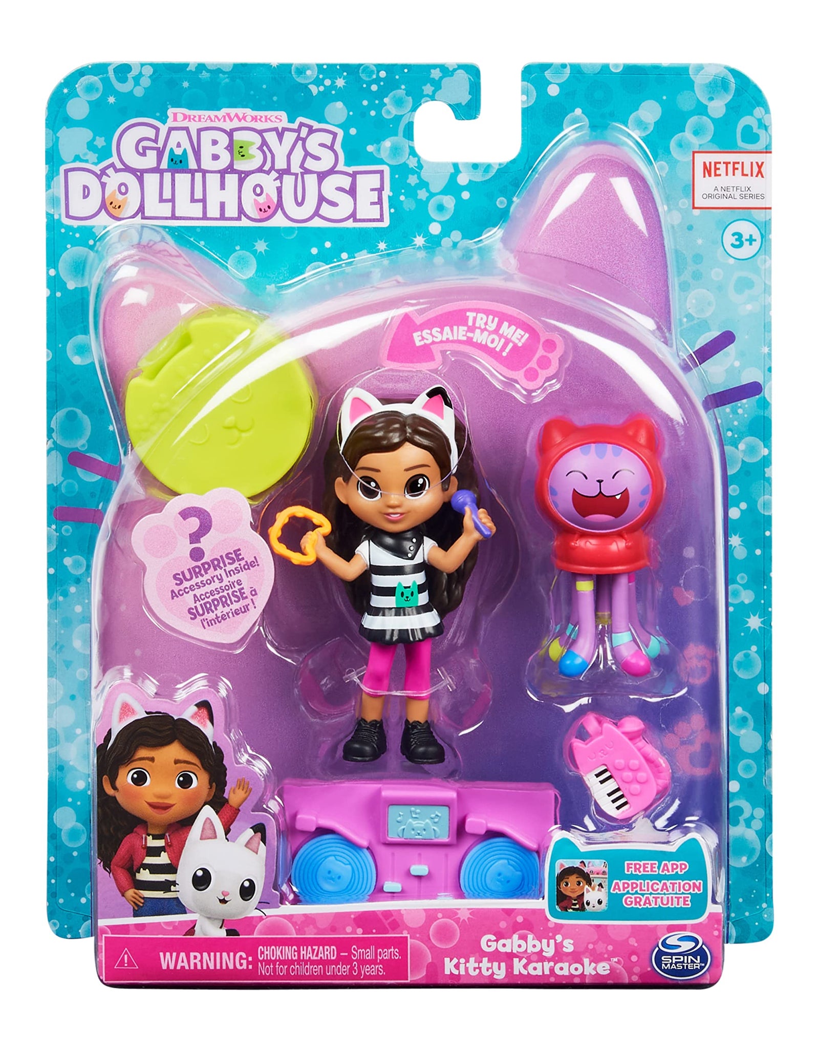 Gabby's Dollhouse, Kitty Karaoke Set with 2 Toy Figures, 2 Accessories, Delivery and Furniture Piece, Kids Toys for Ages 3 and up