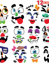 JOYIN Make 40 Faces Pumpkin Decorating Stickers with 18 Sticker Sheets in 12 Different Designs and Sizes Halloween Party Supplies Trick or Treat Party Favors
