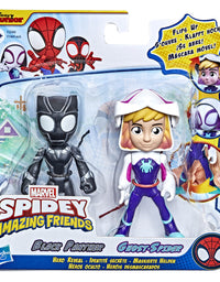 Marvel Spidey and His Amazing Friends Hero Reveal 2-Pack,-Action Figures,-Mask Flip Feature, Ghost-Spider and Black Panther, 3 and Up
