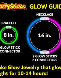 PartySticks Glow Sticks Party Supplies 300pk - 8 Inch Glow in The Dark Light Up Sticks Party Favors, Glow Party Decorations, Neon Party Glow Necklaces and Glow Bracelets with Connectors

