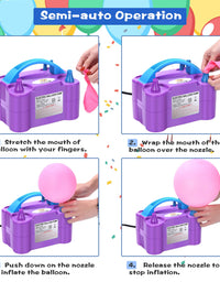 NuLink Electric Portable Dual Nozzle Balloon Blower Pump Inflation for Decoration, Party, Sport [110V~120V, 600W, Purple]
