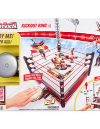 WWE Wrekkin Kickout Ring Playset 13-in (33.02-cm) x 20-in (50.8-cm) & 2 Modes: Randomized Ref & Springboard Launcher, Includes Crane, WWE Championship & Breakaway Table, Gift for Ages 6 Years Old & Up
