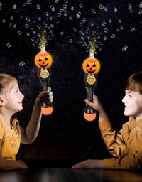 ArtCreativity Light Up Halloween Bubble Blower Wand - 13.5 Inch Illuminating Bubble Blower Wand with Thrilling LED Effect for Kids, Bubble Fluid - Batteries Included - Gift Idea, Halloween Party Favor
