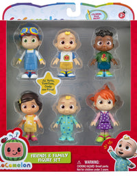 CoComelon Official Friends & Family, 6 Figure Pack - 3 Inch Character Toys - Features Two Baby JJ Figures (Tee and Onesie), Tomtom, YoYo, Cody, and Nina - Toys for Babies and Toddlers
