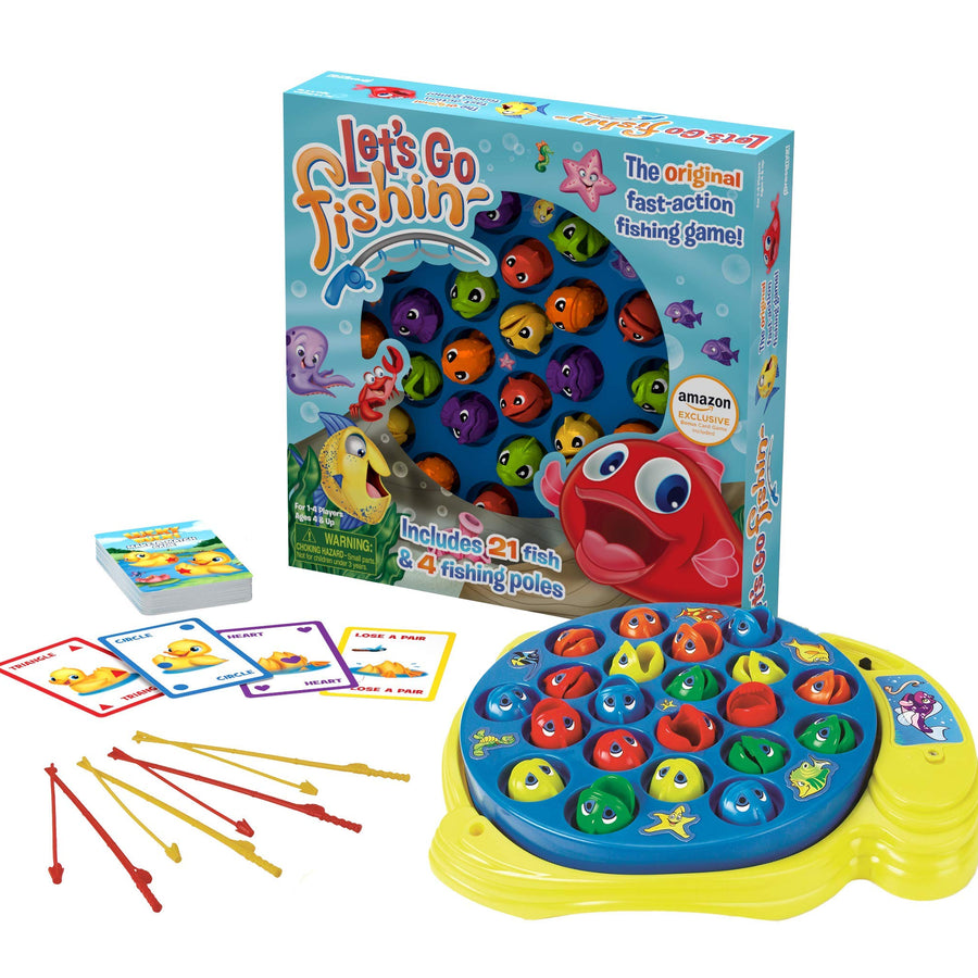 Pressman Amazon Exclusive Bonus Edition Let's Go Fishin' - Includes Lucky Ducks Make-A-Match Game!