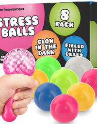 Sticky Balls - Fidget Pack of 8 - Squishy Glow in The Dark Sensory Ball Stress Toys - Sticks to Ceiling and Wall - Stress Relief Gifts, Party Supplies, Anxiety Relief Items for Kids and Adults

