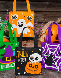 4 Pack Candy Felt Holder Halloween Bags Trick or Treat Gift Bags for Kids, Halloween Boo Spooky Baskets, Trick or Treating Bags, Halloween Candy Bags, Halloween Snacks Bucket, Halloween Goodie Bags
