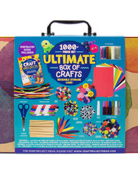 Horizon Group USA Giant 1000+ Pieces Ultimate Box of Arts & Crafts Supplies Set - Big DIY Kit for Kids & Toddlers, Homeschool, Preschool - Stickers,Feathers,Pipe Cleaners,Wood Sticks,Gemstones,Beads
