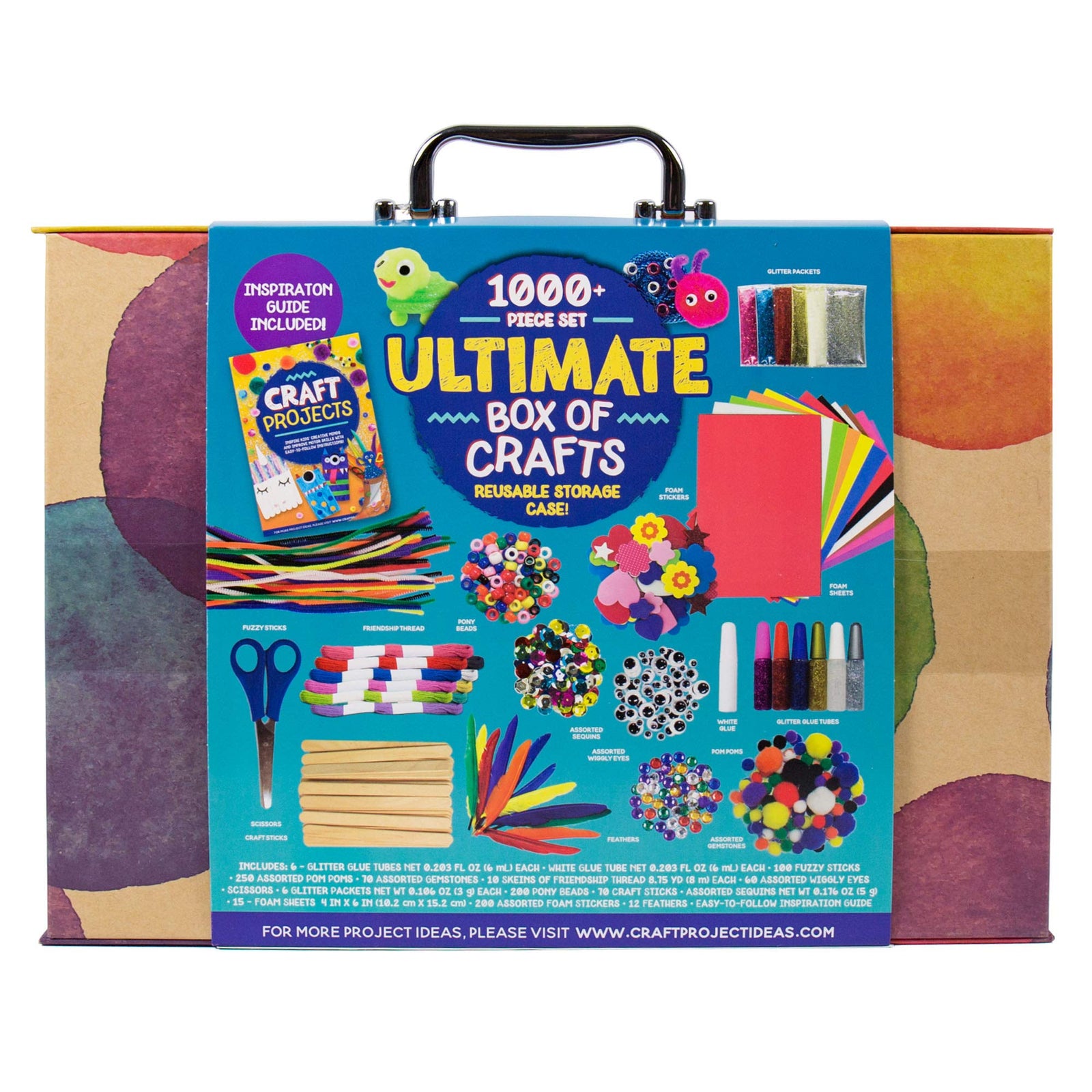 Horizon Group USA Giant 1000+ Pieces Ultimate Box of Arts & Crafts Supplies Set - Big DIY Kit for Kids & Toddlers, Homeschool, Preschool - Stickers,Feathers,Pipe Cleaners,Wood Sticks,Gemstones,Beads