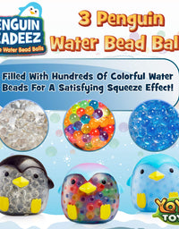 YoYa Toys Beadeez Penguin Stress Relief Balls (Set of 3) - Anxiety Relief Squeezing Squishy Balls for Kids and Adults - Funny Fidget Sensory Toy Filled with Water Beads - ADHD Hand Finger Exerciser
