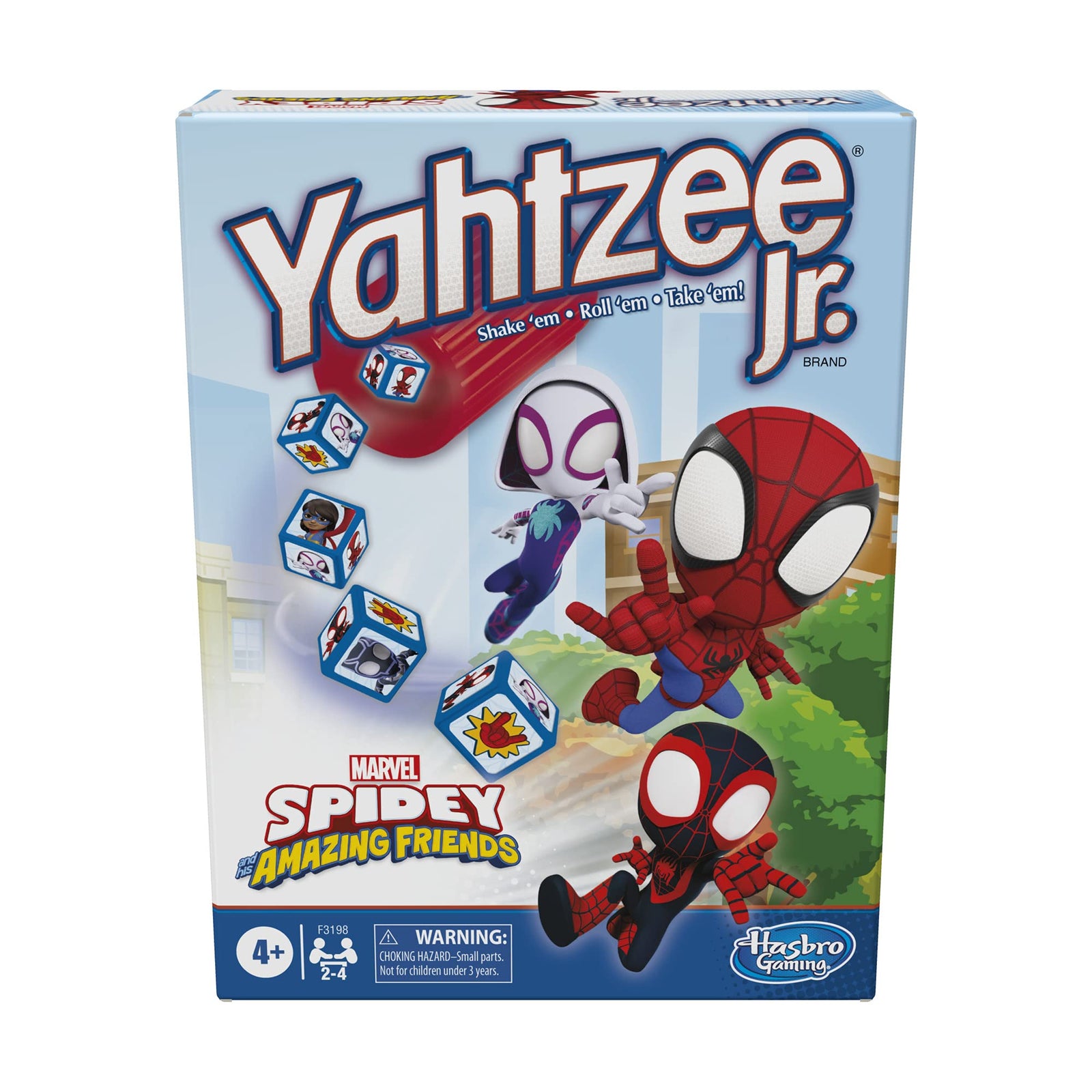 Hasbro Gaming Yahtzee Jr. Marvel Spidey and His Amazing Friends Edition Board Game for Kids Ages 4 and Up, Counting and Matching Game for Preschoolers (Amazon Exclusive)