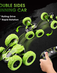 Joyjam Toys for 6-12 Year Old Boys RC Stunt Car for Kids and Adults 4WD Off Road Truck 2.4Ghz Remote Control Vehicle Double Sided 360 Degree Rotating Christmas Birthday Gifts NBC Green
