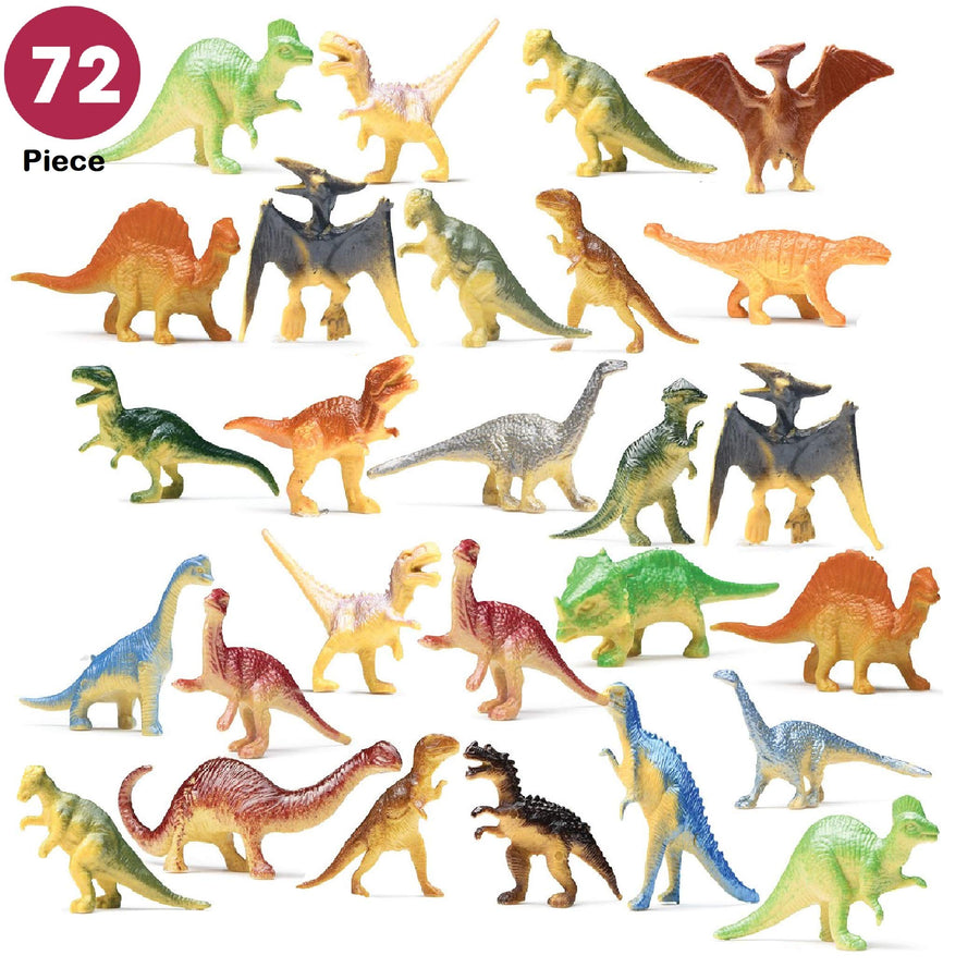 Prextex Box of Mini Dinosaur Toys (72 Count) Best for Dinosaur Party Favors Cake Toppers Easter Eggs Filler