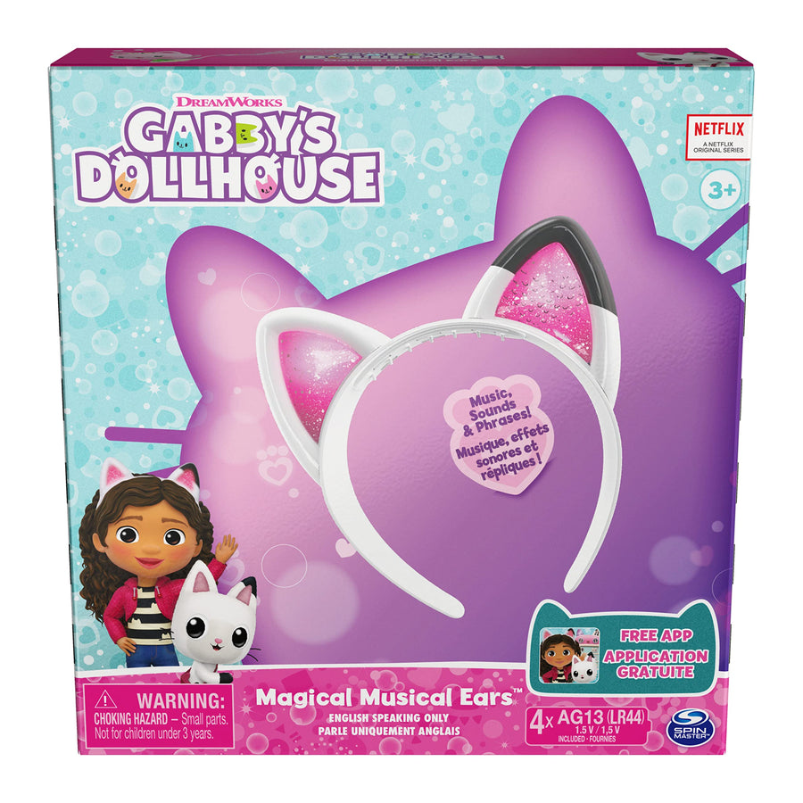 Gabby's Dollhouse, Magical Musical Cat Ears with Lights, Music, Sounds and Phrases, Kids Toys for Ages 3 and up