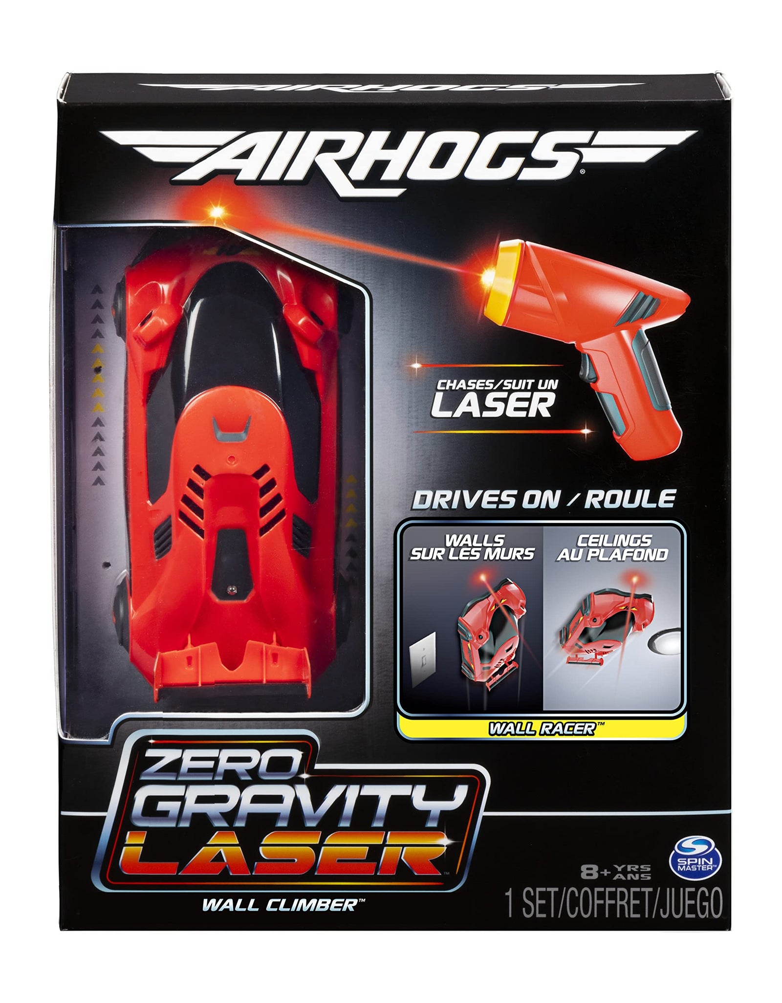 Air Hogs, Zero Gravity Laser, Laser-Guided Wall Racer, Wall Climbing Race Car, Red