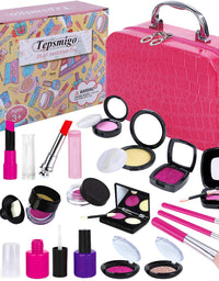 Tepsmigo Pretend Makeup Kit for Girls, Kids Pretend Play Makeup Set - with Cosmetic Bag for Birthday Christmas, Toy Makeup Set for Toddler, Little Girls Age 3+(Not Real Makeup)
