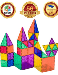 Playmags Original Colorful Magnetic 100 PC Tile Set, Strongest Magnets Building Blocks for Kids, Creativity and Educational Building Toys for Children, STEM Approved (100 Pc)
