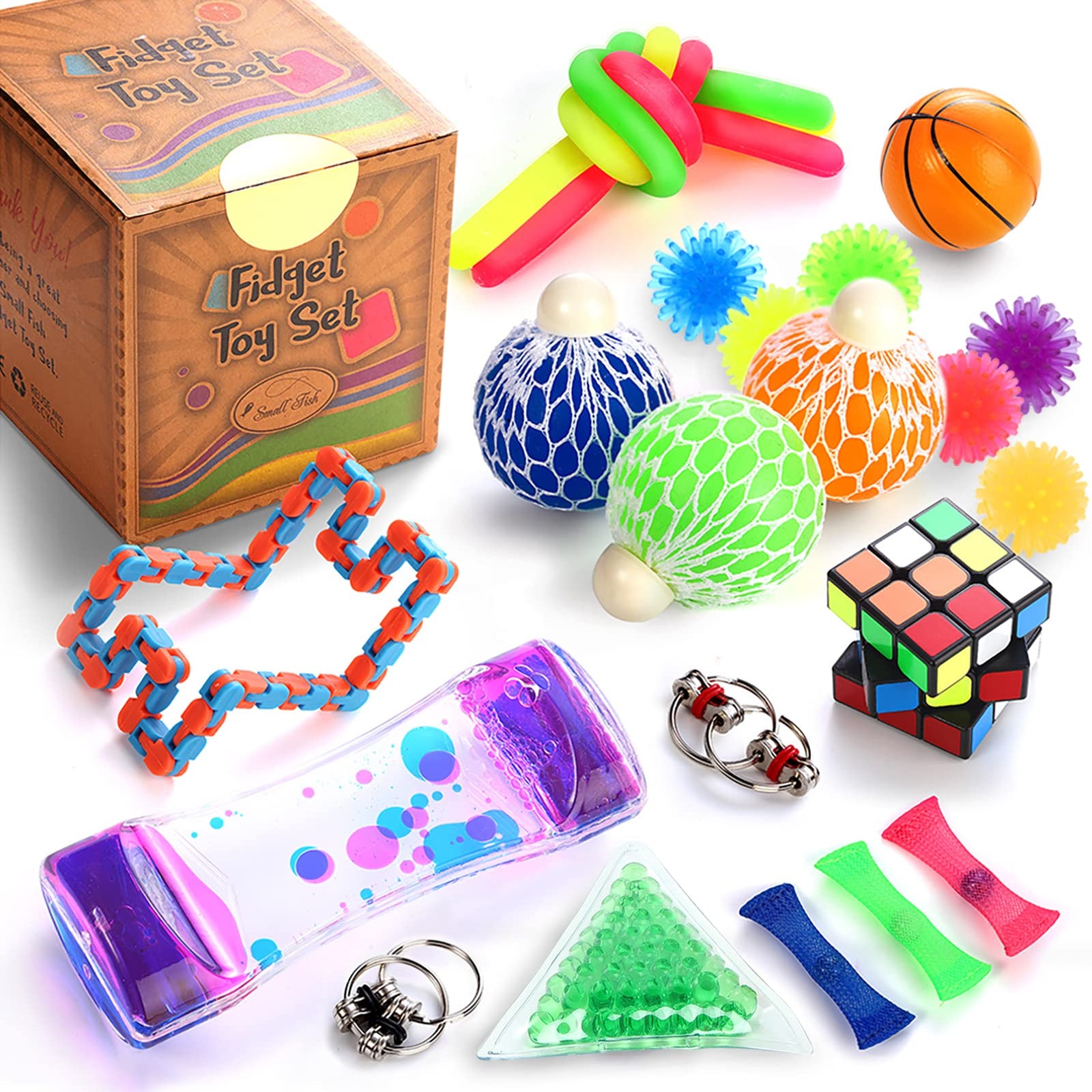 Sensory Toys Set, Fidget Toy Pack for Stress Relief, Anti-Anxiety, Relaxing, and Calming for Kids and Adults, Sensory Fidgets Hand Therapy Pack for Boys and Girls with Autism, ADD, and ADHD