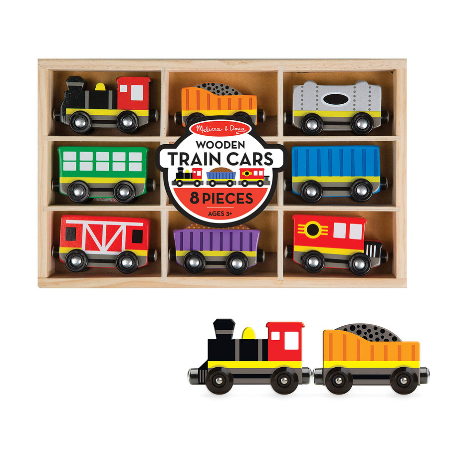 Melissa & Doug Wooden Train Cars (8 pcs)