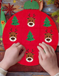 Max Fun DIY Felt Christmas Tree Set with 40Pcs Ornaments Wall Hanging Decorations Plus Tic-Tac-Toe Game Children's Felt Craft Kits for Kids Xmas Gifts Party Favors
