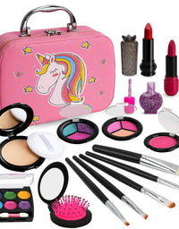 Kids Makeup Kit for Girls, Washable Makeup Kit, Real Play Kids Makeup Set Princess Play Birthday 3 4 5 6 Gift for Little Girls Toys
